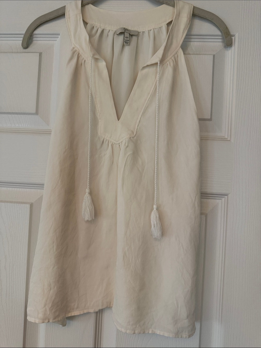 Joie Cream Tassel sleeveless Top